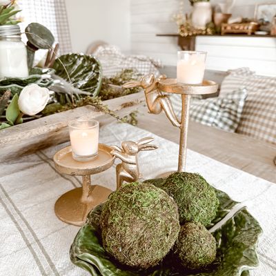 Hanging Rabbits Pillar Candle Holder Set of 2