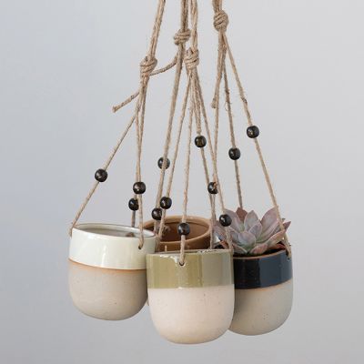 Hanging Stoneware Planter Set of 4