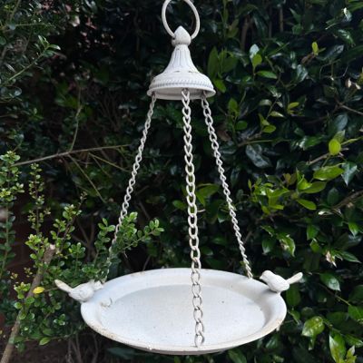 Hanging White Metal Bird Feeder