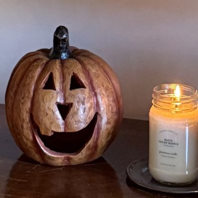 Happy Big Mouth Decorative Pumpkin 8 Inch