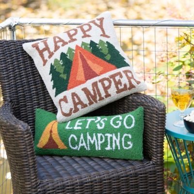 Happy Camper Wool Hooked Accent Pillow