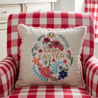 Happy Easter Egg Applique Accent Pillow