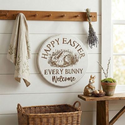 Happy Easter Round Wooden Welcome Sign