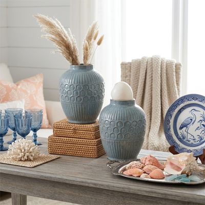 Harbor Mist Distressed Stoneware Pot