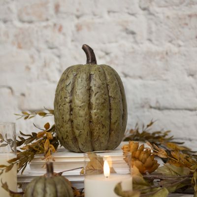 Harvest Accents Olive Green Decorative Pumpkin 7.5 inch