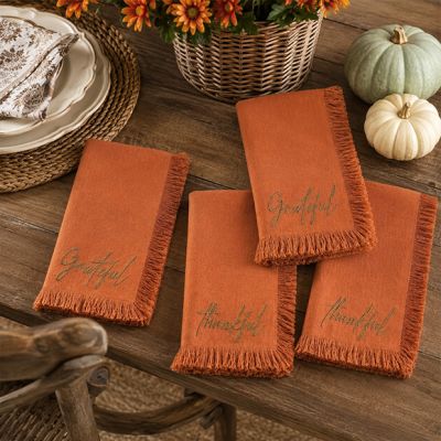 Harvest Blessings Fringed Napkin Set of 4