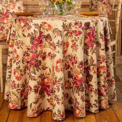 Harvest Bounty Florals Round Ivory Tablecloth