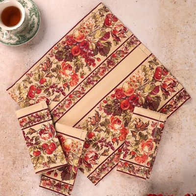 Harvest Bounty Antique Ivory Cotton Luncheon Napkin Set of 4