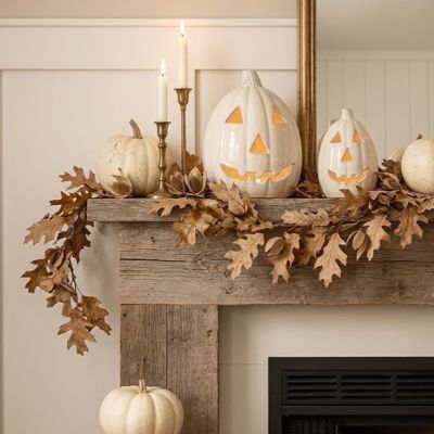 Harvest Glow Ceramic Jack O Lanterns Set of 2