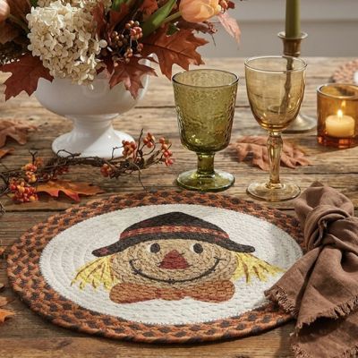 Harvest Scarecrow Braided Round Placemat Set of 4