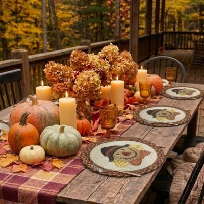 Harvest Scarecrow Braided Round Placemat
