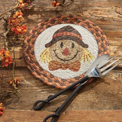 Harvest Scarecrow Braided Round Trivet