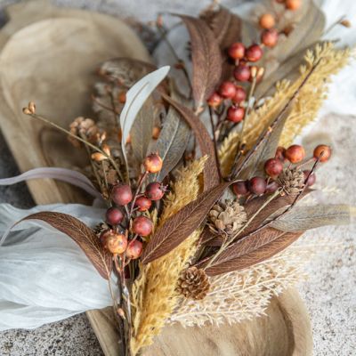 Harvest Season Faux Wheat and Berry Spray