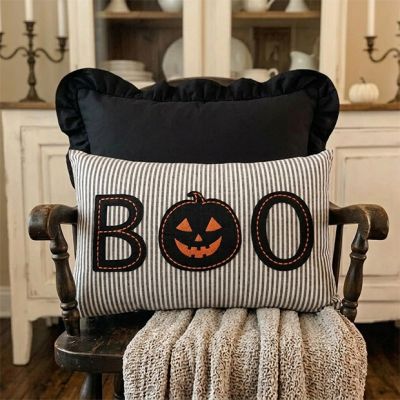 Haunted Boo Striped Lumbar Pillow