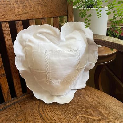 Heart Shaped Linen Sham With Insert
