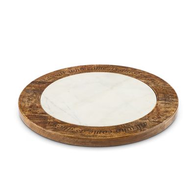 Heartfelt Home Marble and Wood Lazy Susan