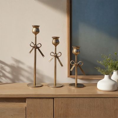 Heirloom Bow Taper Candle Holders Set of 3