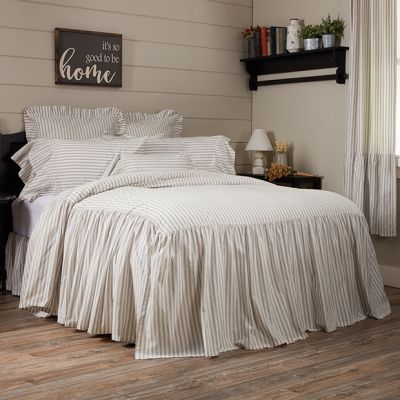 Heirloom Cottage Ticking Stripe Ruffled Bedspread