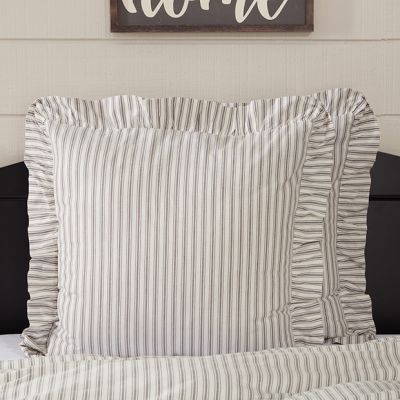 Heirloom Cottage Ticking Stripe Ruffled Euro Sham