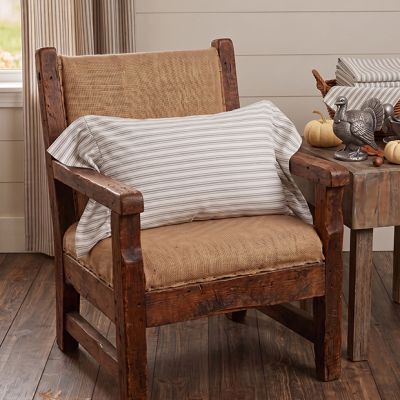 Heirloom Cottage Ticking Stripe Ruffled Lumbar Pillow Cover