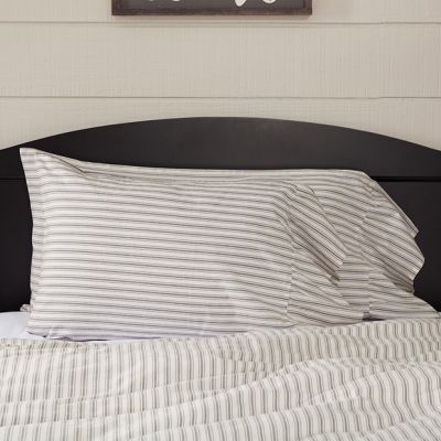 Heirloom Cottage Ticking Stripe Ruffled Pillow Sham Set of 2