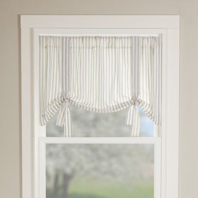Heirloom Cottage Ticking Stripe Ruffled Valance Curtain