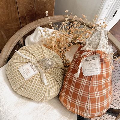 Heirloom Harvest Green Plaid Pumpkin