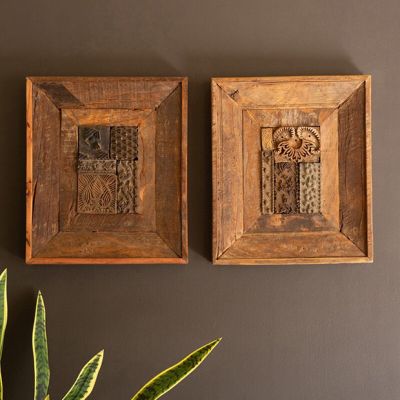 Heritage Homestead Framed Wood Block Stamps Set of 2