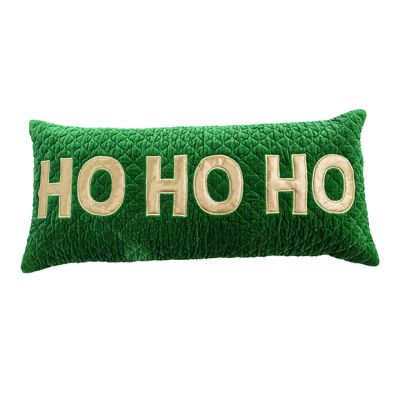 Ho Ho Ho Quilted Velvet Lumbar Pillow