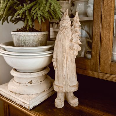 Holiday Accents Carved Santa with Tree Figure