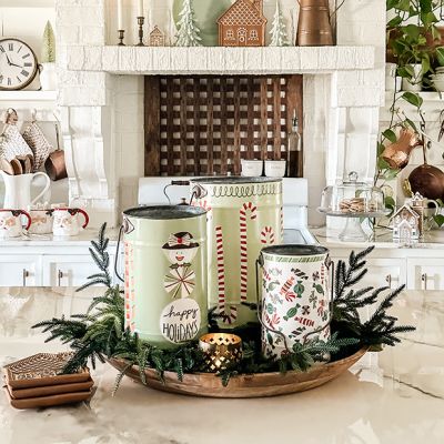Holiday Buckets With Handles Set of 3