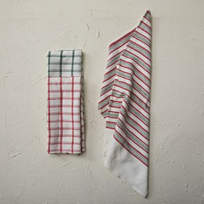 Holiday Plaids and Stripes Kitchen Towel Set of 3