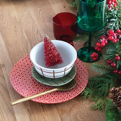 Holiday Print Stoneware Dish Set of 3
