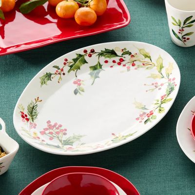 Holly Berry Ceramic Oval Serving Platter
