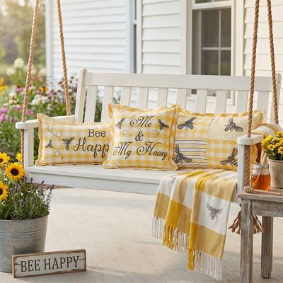Home and Hive Yellow Check Accent Pillow Collection Set of 3