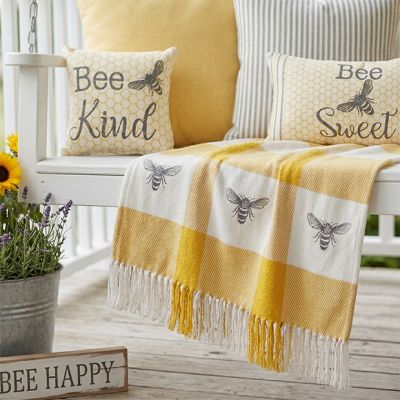 Home and Hive Yellow Check Throw Blanket