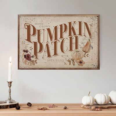 Home Grown Pumpkin Patch Border Whitewash Wall Art