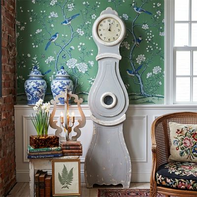HUGE Distressed Mora Clock Grey and White