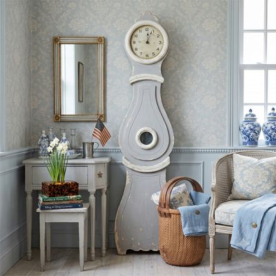 HUGE Distressed Mora Clock Grey and White
