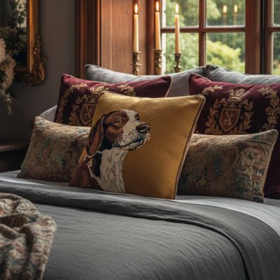 Hunting Dog Embroidered Accent Pillow