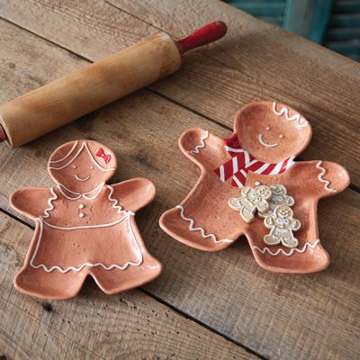 Iced Gingerbread Cookie Plate Set of 2