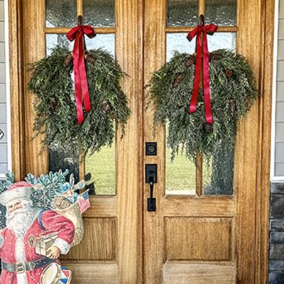 HUGE Iced Weeping Cedar and Cone Wreath
