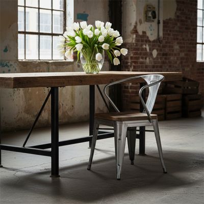 Industrial Flair Wood and Metal Chair