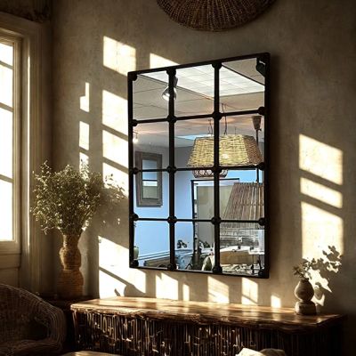 Industrial Windowpane Mirror