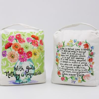 Inspirational Farmhouse Floral Door Stop