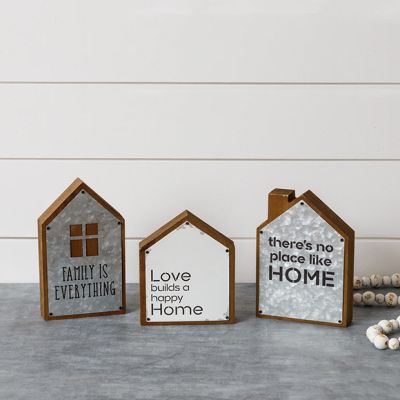 Inspirational Wood Block House Set of 3