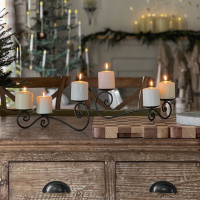 Iron Scroll 3 Pillar Candle Holder
