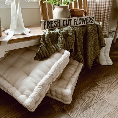 Ivory Classic Cottage Square Floor Cushion