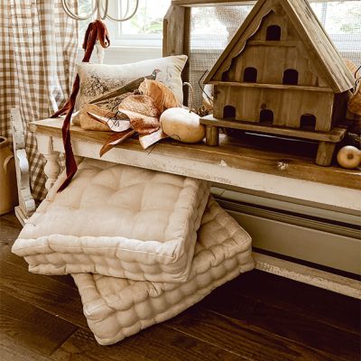 Ivory Classic Cottage Square Floor Cushion