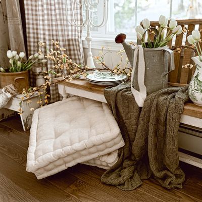 Ivory Classic Cottage Square Floor Cushion